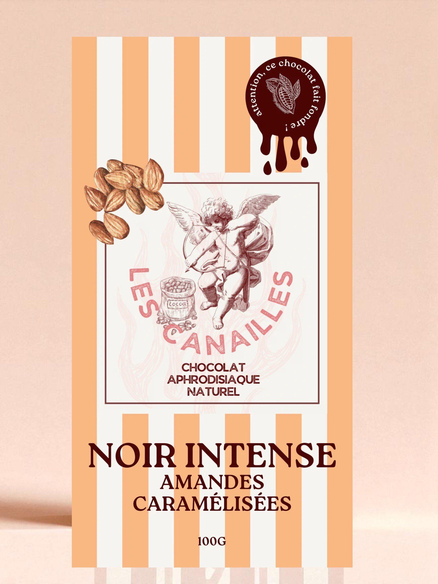 Les Canailles Tablette Aphrodisiaque Chocolat Noir Amandes Caramélisées - 100g