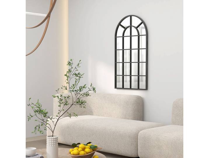 HOMCOM Miroir Verrière Arche Métal 110x62cm Noir