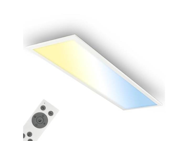BRILONER - Panneau LED avec télécommande\, dimmable\, CCT\, IP44 protection contre les éclaboussures\, dalle led\, panneau plafond\, plafonnier\, lustre salon\, 100x25x6 cm\, blanc