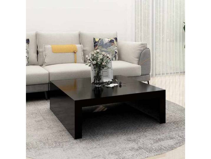 Clarence* Table d'appoint - petite table Basse noir 100x100x35 cm Bois d'ingénierie &Europ1670856