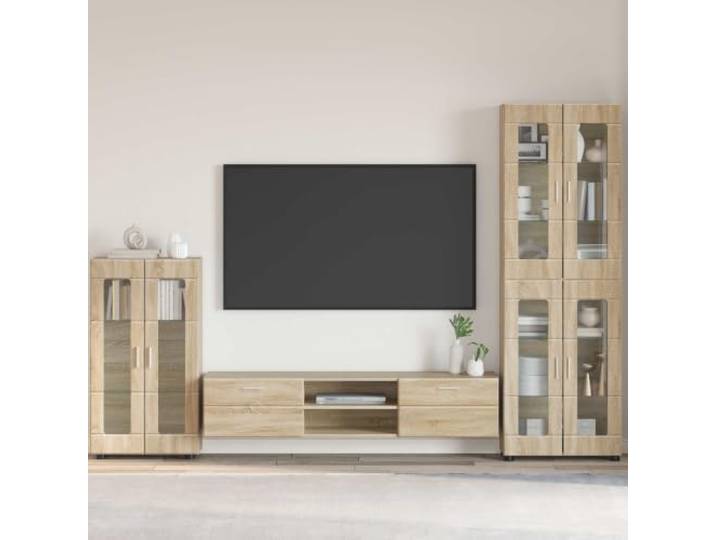 Sideboard FLORIN 55,5 x 29 x 100 cm Sonoma-Eiche Holzwerkstoff Rechteckig, matt, langlebig, stabil, pflegeleicht, vielseitig