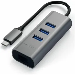 Satechi ST-TC2N1USB31AM (USB-C, 4 Ports), Dockingstation + USB Hub, Grau