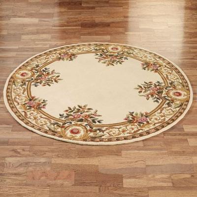 Momeni/Handmade "Harmony Border Round Rug 7'9"" Round, 7'9"" Round, Ivory"