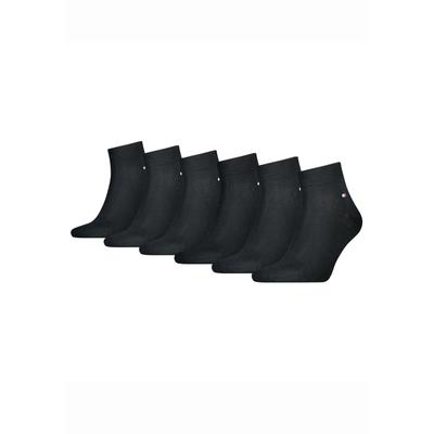 Kurzsocken TOMMY HILFIGER "TH MEN QUARTER 6P ECOM", Herren, Gr. 47-49, schwarz (6x schwarz), Baumwollmischung, Elasthan, Polyamid, unifarben, elastisch, Socken, mit Logostickerei