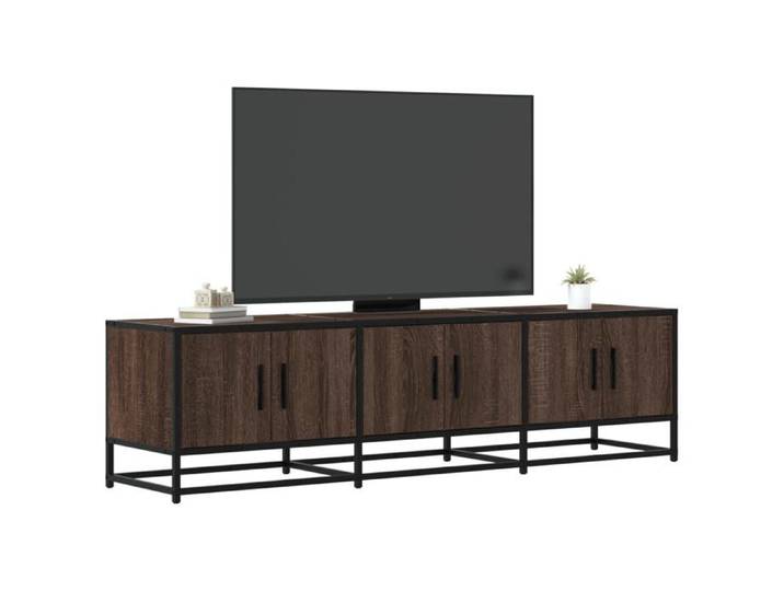 UNIQUE*Meuble TV - Table de Télévision - chêne marron - 150x35x41 cm - bois d'ingénierie et métal NEW344502