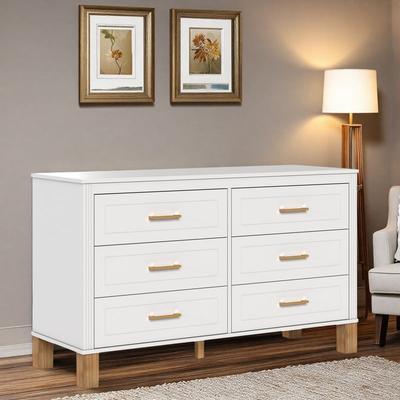 ZWYO HOSIMU "47.24"" Wide Wood 6-Drawer Double Dresser with Metal Handles and Solid Wood Legs"