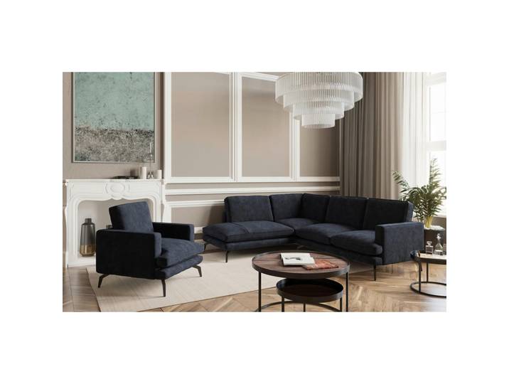 Livetastic Sitzgarnitur, Dunkelblau, Metall, Füllung: Daunen, Silikon, 250x202 cm, Made in EU, planbar, Rücken echt, individuell planbar, Wohnzimmer, Sofas & Couches, Sitzgarnituren