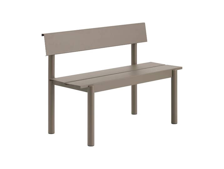 Muuto Banc Linear Steel avec dossier Taupe, 110x34 cm
