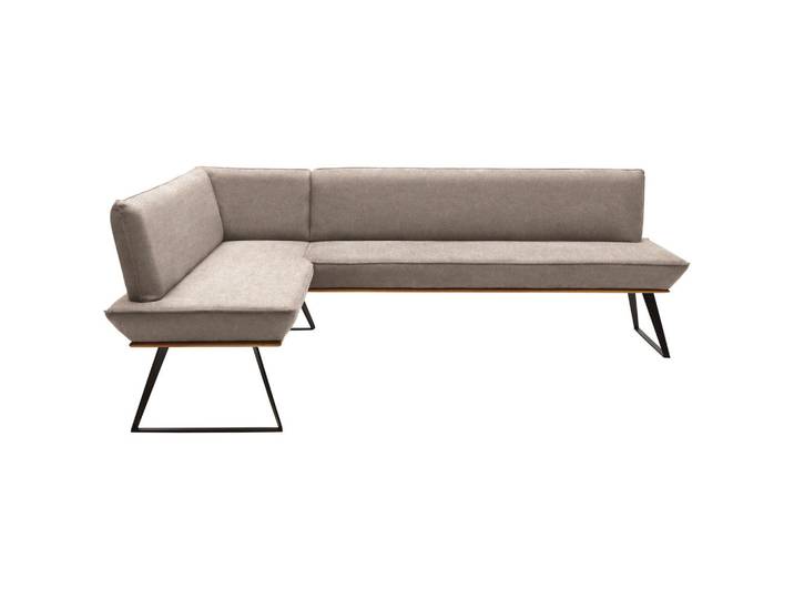 Voleo Eckbank, Schwarz, Eiche, Hellbraun, Metall, Eiche, massiv, 5-Sitzer, L-Form, 243x163 cm, Stoffauswahl, in den Filialen seitenverkehrt erhältlich, Esszimmer, Bänke, Eckbänke