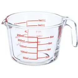 Relaxdays Messbecher Glas 250 ml Rot,Transparent