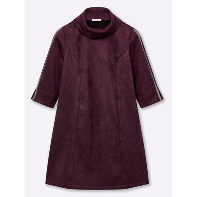 A-Linien-Kleid SHEEGO "Velours-Kleid", Damen, Gr. 48, Normalgrößen, lila (burgund), 90% Polyester, 10% Elasthan, unifarben, kurz, Kleider