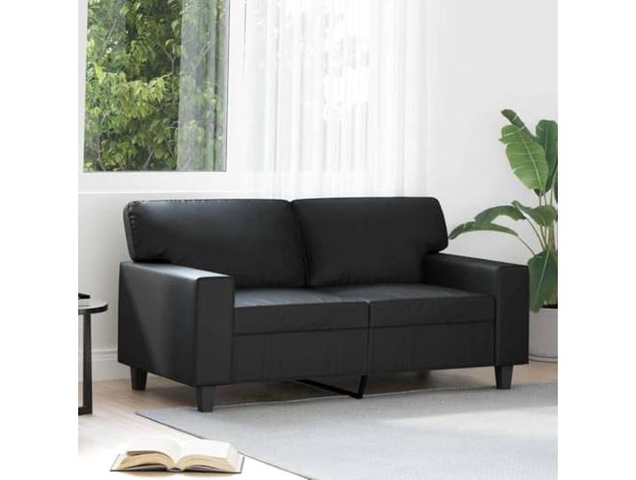 HEFZGDB 2-Sitzer Sofa Schwarz 120 cm Kunstleder Modernes Design Langlebiges Metallgestell Bequem Gepolstert Schmutzabweisend Luxuriöser Look Stabiles Polstermöbel Sofa