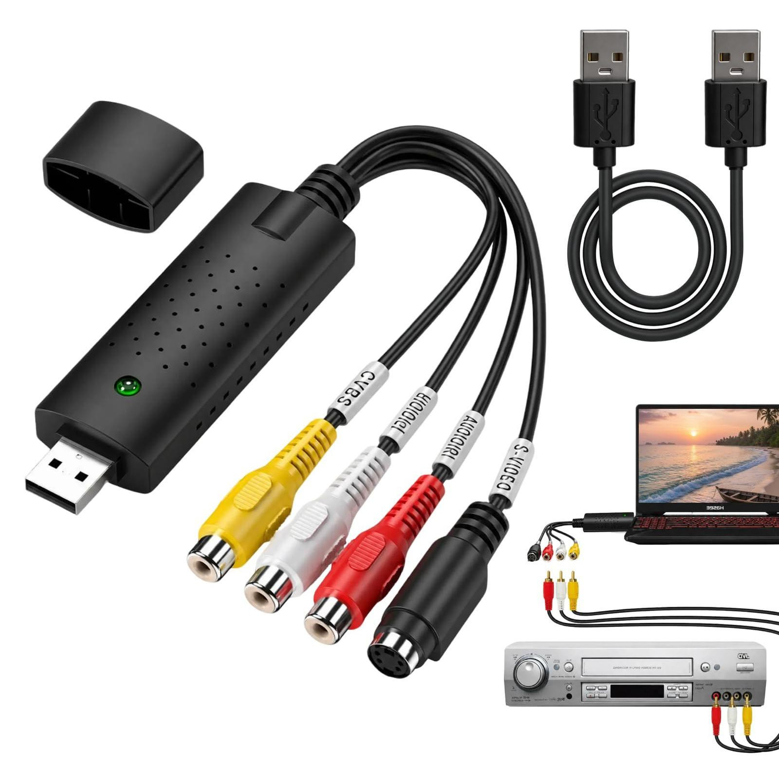 Selius USB Video en Audio Converter - Video Grabber USB 2.0 - Video Audio Capture Card voor Hi8 en VHS naar DVD