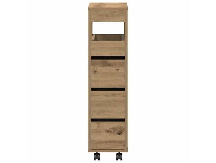 Elégant Buffet bahut Brun - Meuble étroit de salle de bain à roulettes chêne artisanal PRO3429890588290