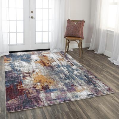 Alora Decor Sanction Ivory, Grey, Blue, Apricot, and burgundy Abstract Rug