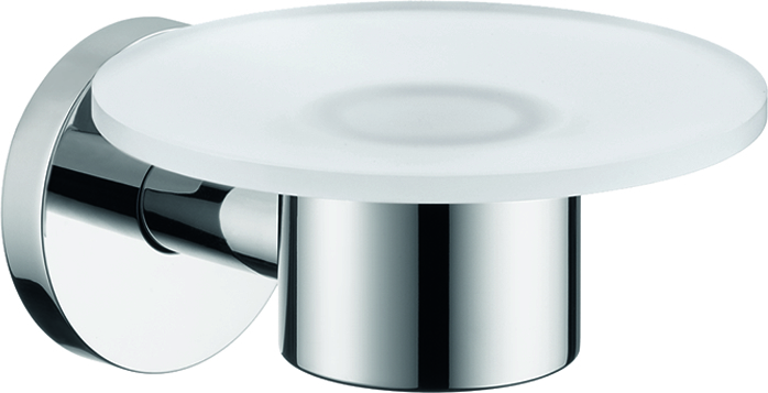 Hansgrohe porte-savon Logis 40515820 nickel brossé, avec bol en verre cristal