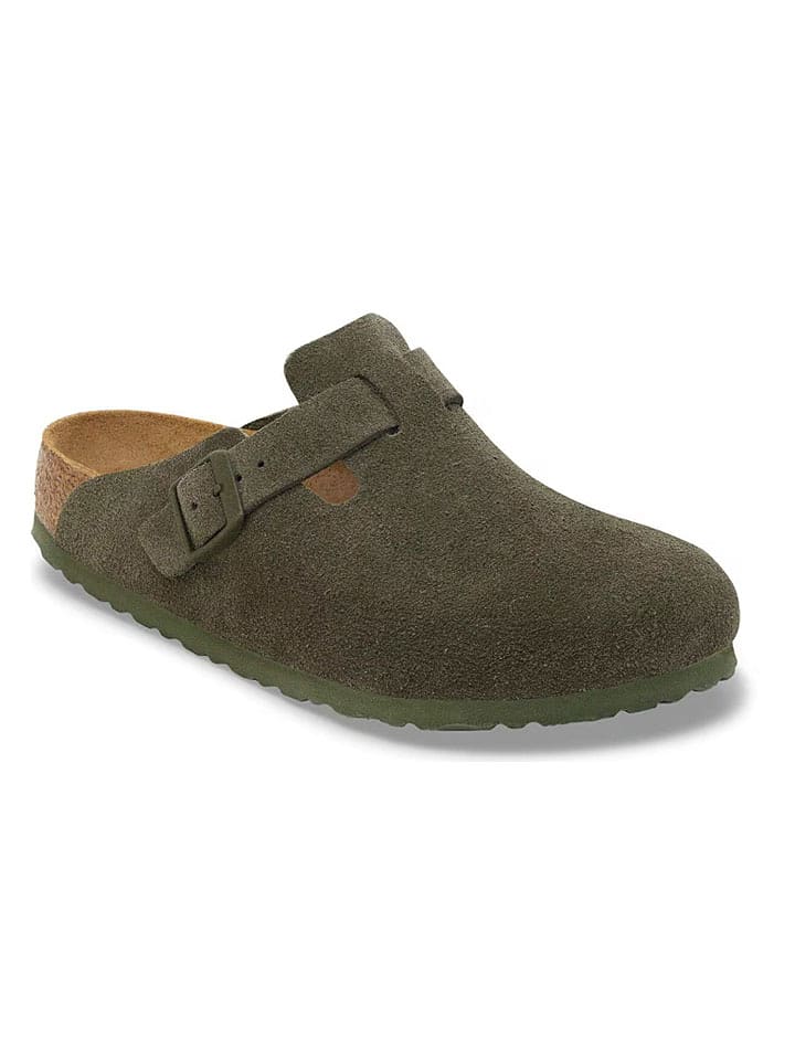 Birkenstock Leder-Clogs "Boston Leve" in Khaki - 45