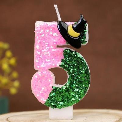 Uplift Picks Pink Green Witch Number Birthday Candle For Magical Themed Cake Celebrations light Green