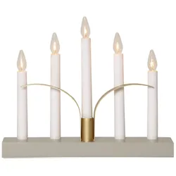 MARELIDA Fensterleuchter Lilja 5flammig E10 Glühlampen Weihnachsbeleuchtung 25cm grau