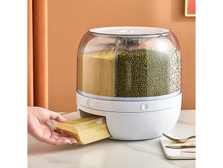 Distributeur Rotatif Mars à 6 Grilles, Récipient Scellé de Stockage Précieux, pour la Cuisine et la Maison