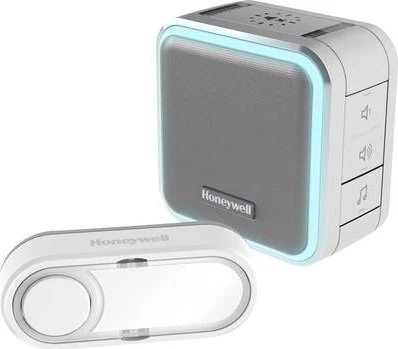 Honeywell DC515SG drahtlose Türklingel Series 5, 150 m, 6 Melodien, tragbare Basis grau, Knopf mit