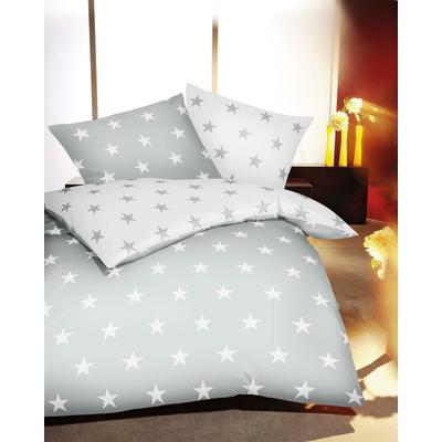 Wendebettwäsche KAEPPEL "Stars", grau (schiefer), B/L: 200cm x 200cm, 1 Stk., 2 Stk., Feinbiber, B/L: 80cm x 80cm, 3 Stk., Feinbiber, Obermaterial: 100% Baumwolle, Bettwäsche, Wendebettwäsche, mit Sternen
