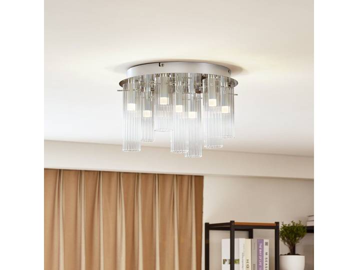 Korvitha 7 LED Plafonnier Smoke/Silver - Lucande - Salon / séjour - Moderne - Verre - Multi-ampoules