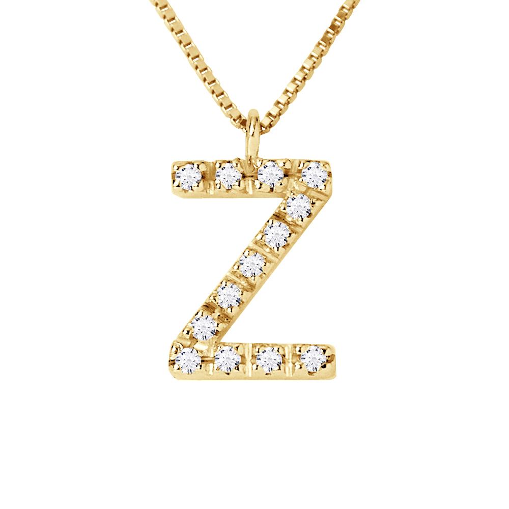 Collar ABC Diamonds 0.06 Cts LETTER "Z" Yellow Gold 18k