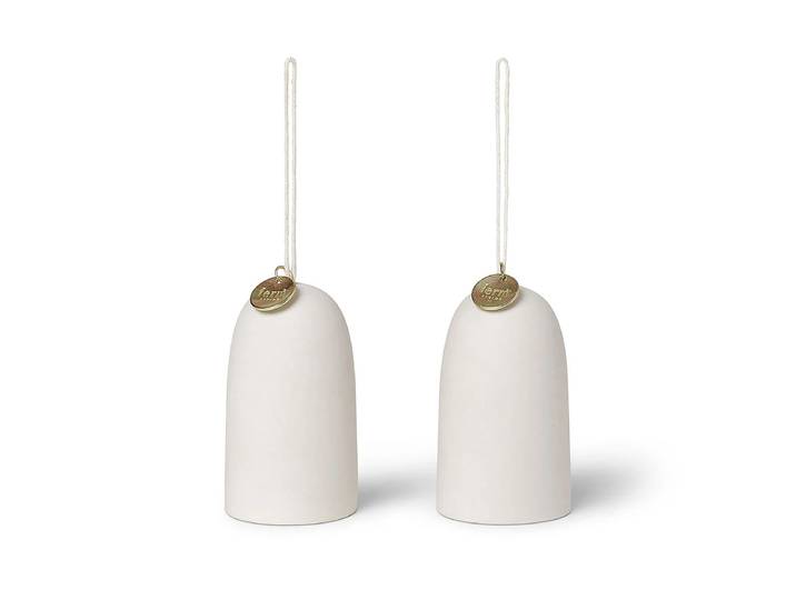 Ferm Living - Keramikanhänger Glocken, off-white (2er-Set)