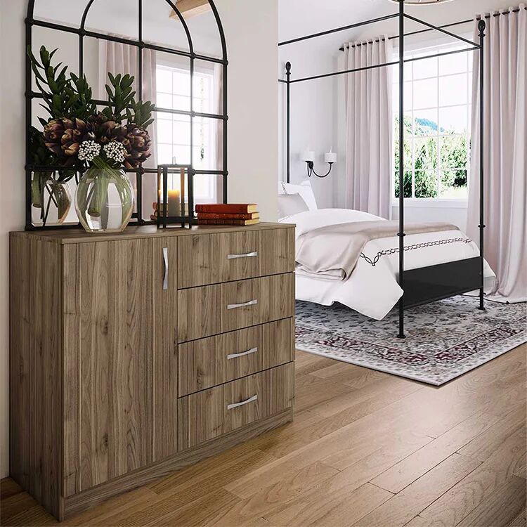 garneroarredamenti Comò 100x91h cm 1 anta con cassetti noce Piero