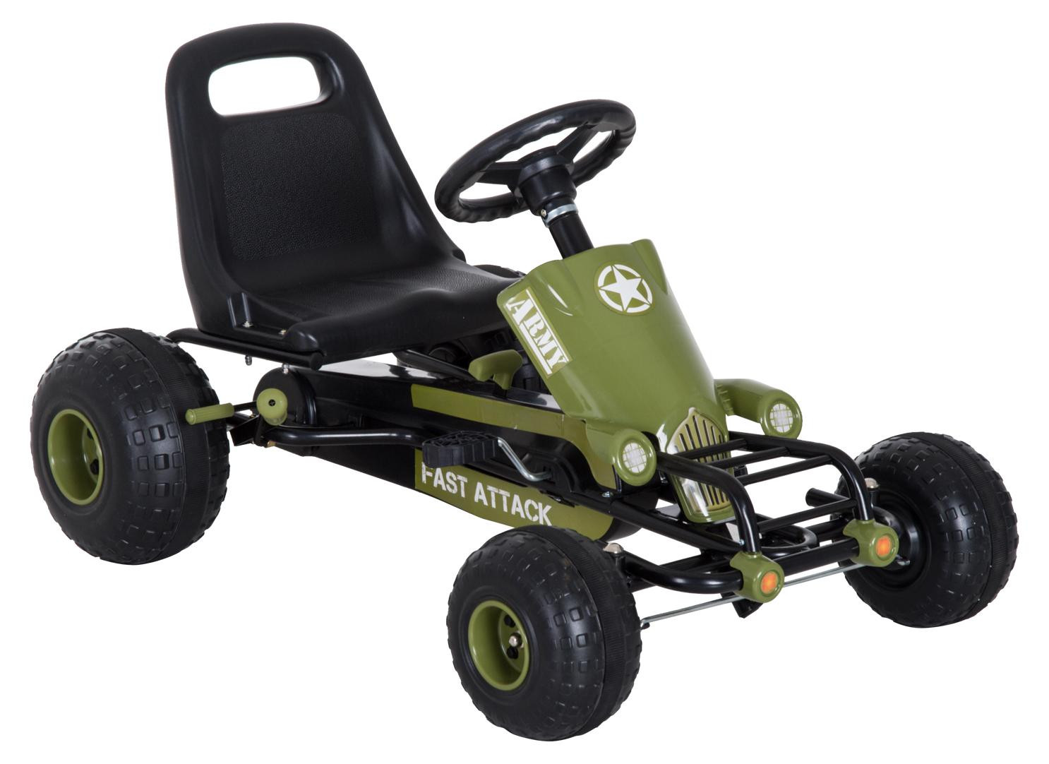 HOMCOM Go-kart kinderauto pedaalauto met handrem groen
