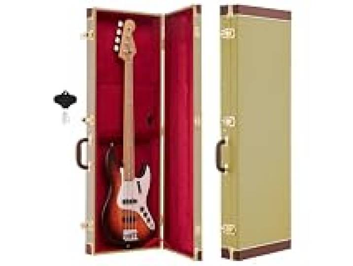 VEVOR Étui Rigide Guitare Électrique 991 mm Étui Rectangulaire Guitare Doré, pour Tele/St, Transport et Stockage, Coque en Bois avec Rembourrage, Fermeture à Clé, Compartiment pour Accessoires, 1 Clé