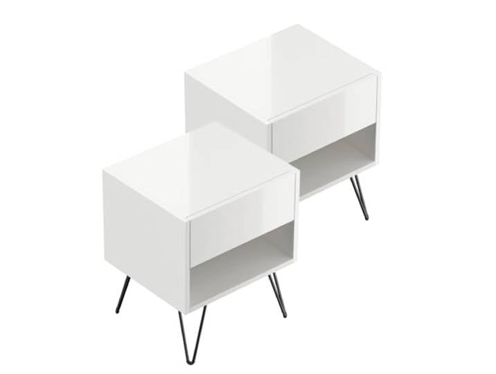 Magnolia Home 2er Set Nachttisch Dion 40cm SoftClose stehend Weiß Hochglanz