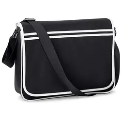 BagBase Messengertasche im Retro-Look Umhängetasche BG71 black/white 40 x 30 x 10 cm