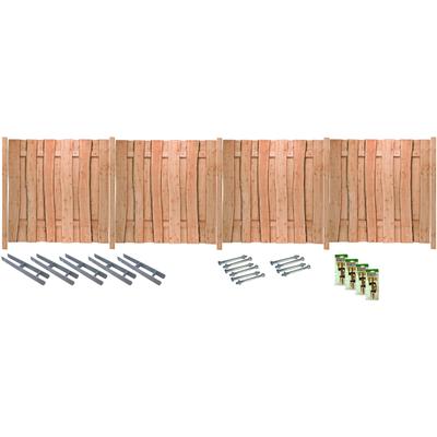 Sichtschutzelement TETZNER & JENTZSCH "LAKEWOOD 2", beige (natur), H:180cm, Edelstahl, Massivholz, Zaunelemente, Rustikale Optik dank Fertigung aus Bonanzabohlen
