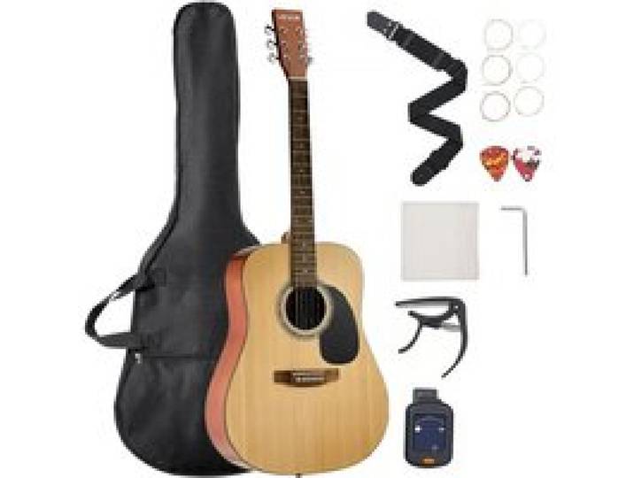 VEVOR Guitare Acoustique Dreadnought 41 in / 1041,4 mm Table Épicéa Fond Acajou avec Housse