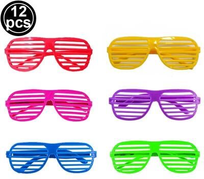 Uplift Picks Neon Party Fedora Hats Glow Bright Under UV Blacklight Party Celebrations glasses (12 Pair)