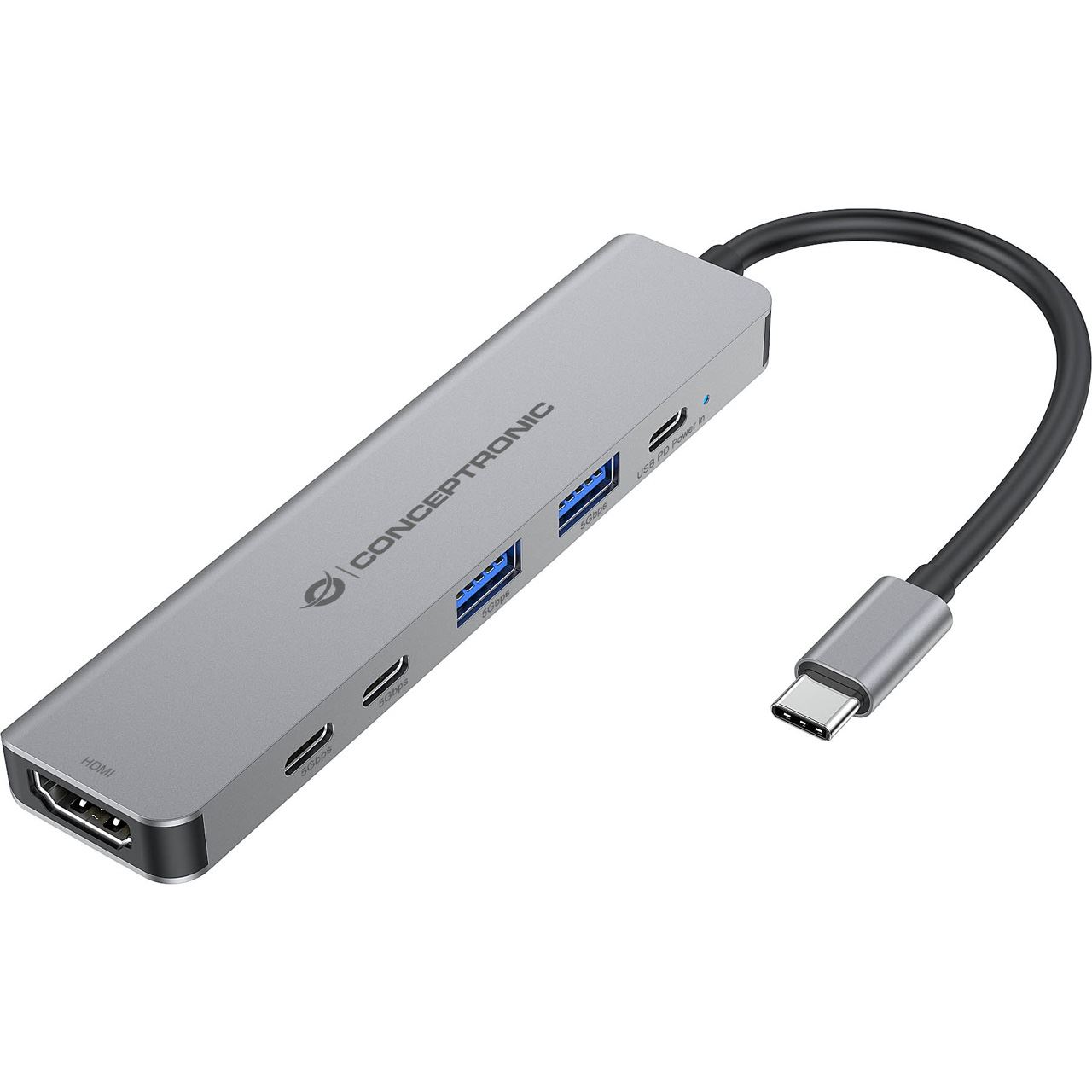 Conceptronic 6-1 Dock USB-C->HDMI,2xUSB-A,3xUSB-C,+ 25cm gr