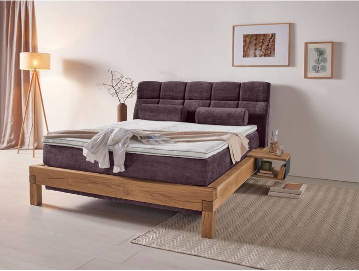 Boxspringbett, Lila, 179x231 cm, Polyester, Liegefläche 160x200 cm, Modern, Home-affaire