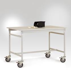 Manuflex LB4008.7035 ESD Beistelltisch BASIS mobil leitfähig 750x500x853 mm, Tischpl.Melamin lichtgrau leitf.25mm Ableitwiderstand nach EN100015 RAL7035