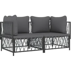 Helloshop26 - Gartenmöbelset Outdoor-Möbel mit Kissen 2-teilig anthrazitfarbener Stahl 02_0018288