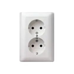 Gira Schuko-Doppelst ds. reinweiß-glänzend ohne Kralle 078803
