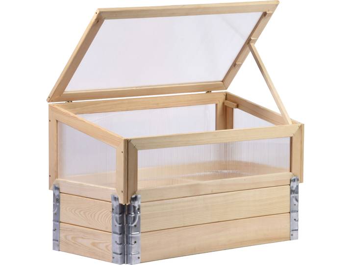 Frühbeet DOBAR, beige (natur), B:40cm H:50cm T:76cm, Holzwerkstoff, Pflanzgefäße, Frühbeet, mit Untersatz Gr. M, transparent, Kiefer