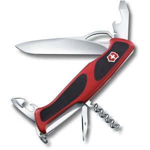 Victorinox Taschenmesser Ranger Grip 61, 0.9553.MC, rot, 11 Funktionen, mit Kunststoffgriff & Edelstahl-Einhandklinge
