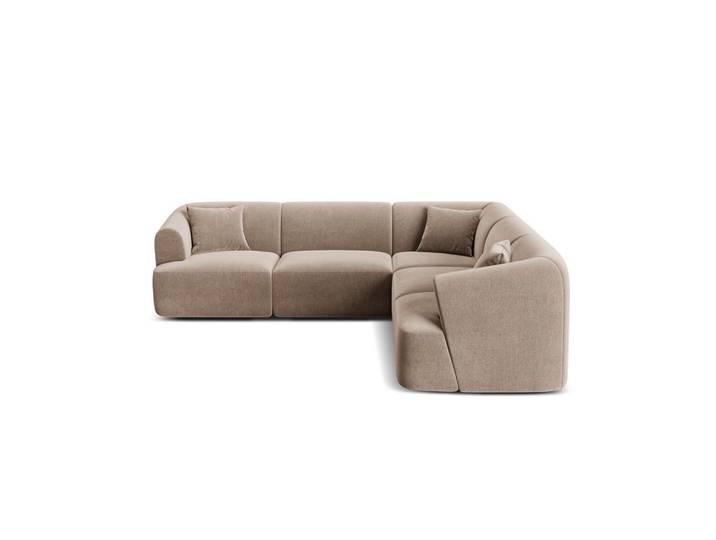 Cosmopolitan Design Symmetrisches-Modulares-Ecksofa Campi aus Samt dunkelbeige 6 Sitzplätze, Mokka, 255x255 cm, Wohnzimmer, Sofas & Couches, Wohnlandschaften, Ecksofas