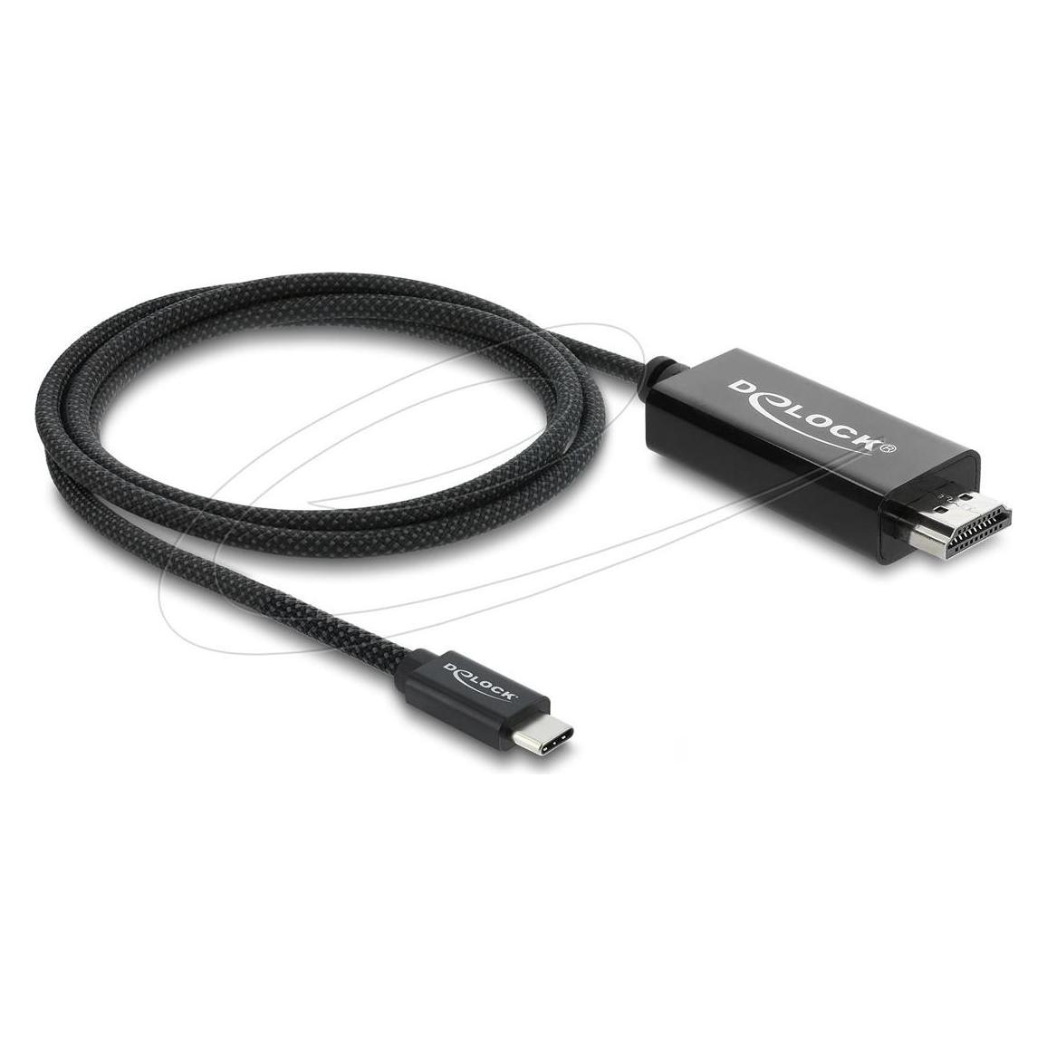 Delock Koaxiales USB Type-C zu HDMI Kabel DP Alt Mode 4K 60 Hz mit Geflechtmantel 1m (1 m) (81703)