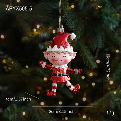 Modern Home Fixes Christmas Tree Pendant, Red White Cartoon Christmas Pendant, DIY Vertical Pendant For Family Holiday Decoration genie