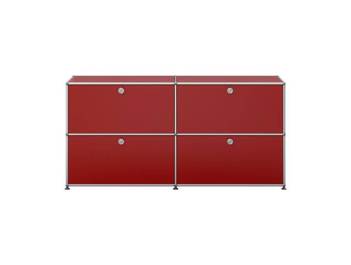 USM Haller Sideboard 2-fach breit 4 Klapptüren rubinrot ohne Schloss 153x74x38 cm