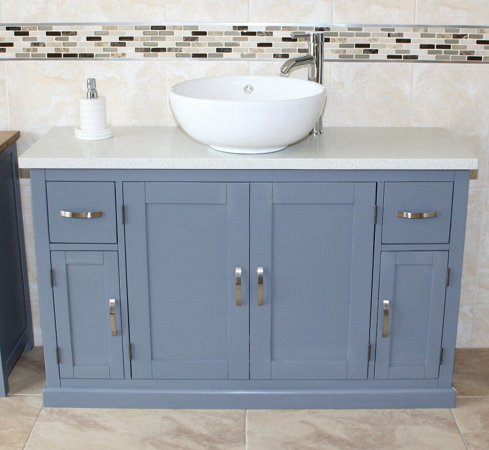 August Grove Biskra 1230mm Single Bathroom Vanity with Vessel Ceramic Basin White 1,230mm W