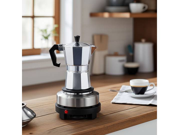 Kompakte elektrische Mini-Einzelkochplatte mit Espresso-Kocher, 500 Watt